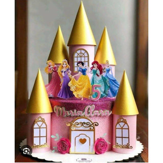 Kit festa infantil - Topo de bolo CASTELO - Lembrancinhas Aniversário - Papelaria Personalizadas