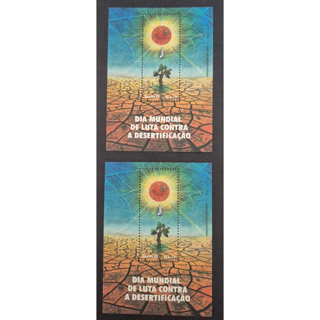 Bloco selos dos correios - Brasil 1996-Dia Mundial de Luta Contra a Desertificação- Código RHM B105.