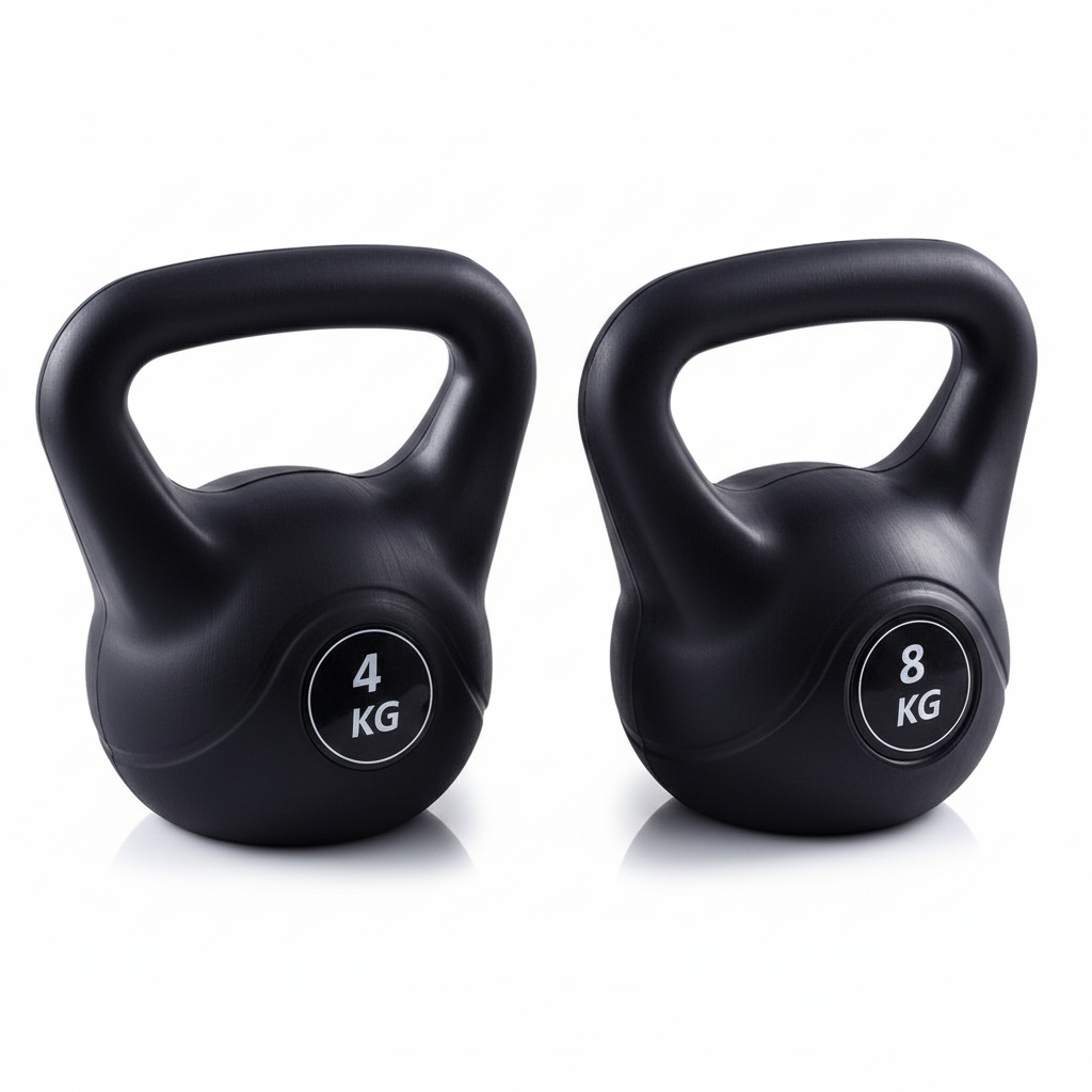 Kit 2 Pesos Kettlebell Para Treino Funcional 4kg E 8kg Preto