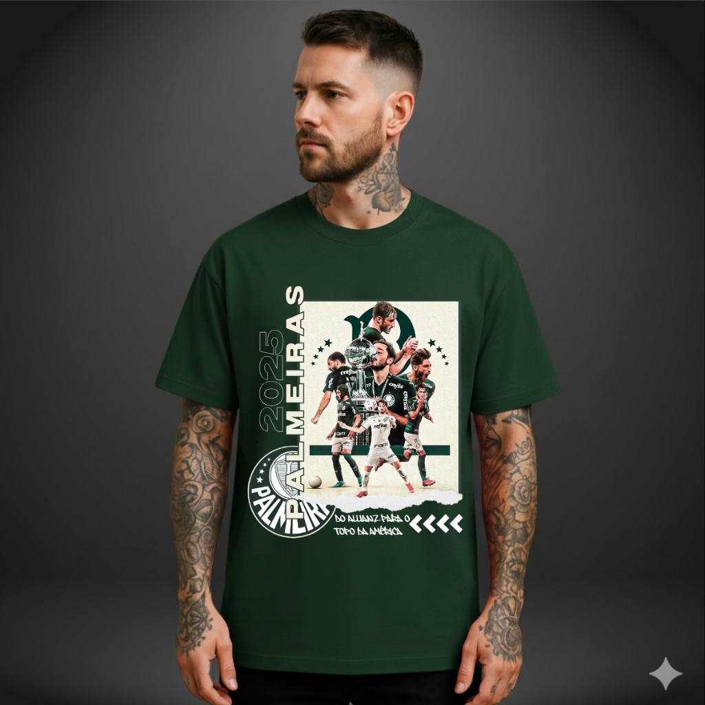 Camisa Masculina Palmeiras Torcedor Camiseta Time Verdão Futebol Esportiva Gola Redonda Algodão Envio Imediato