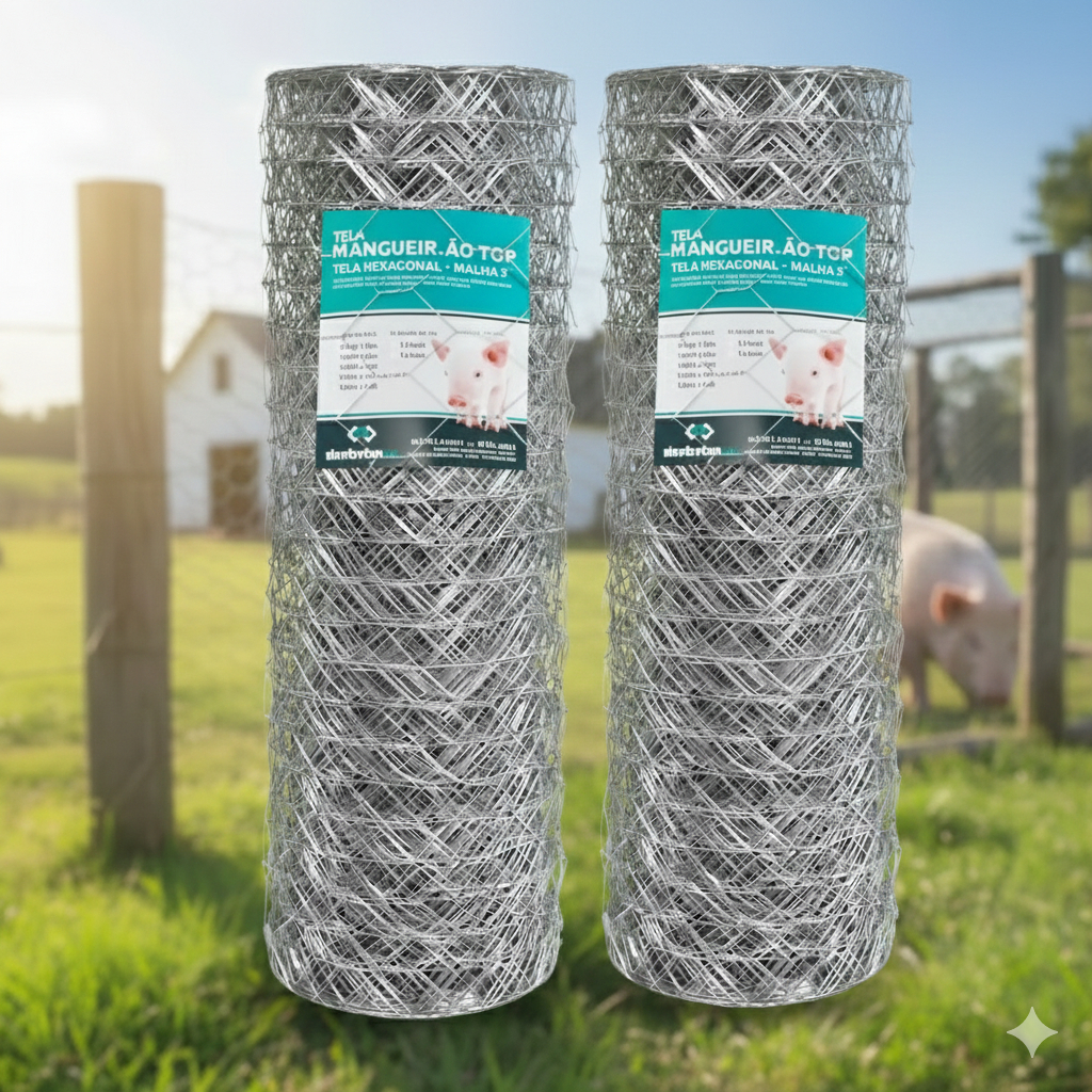 Kit 2 Telas Mangueirão 80cm x 50m Fio 18 Malha 3” – Arame Galvanizado Resistência Total