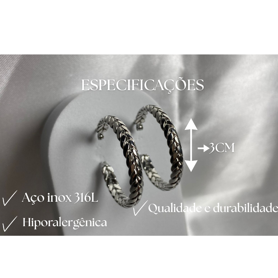 Brinco argola GRÉCIA - Aço Inoxidável 316L – Elegância Atemporal