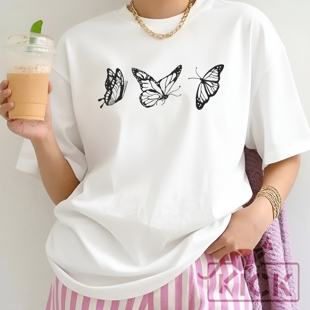 Camiseta 100% algodão unissex borboletas fly camisa t-shirt
