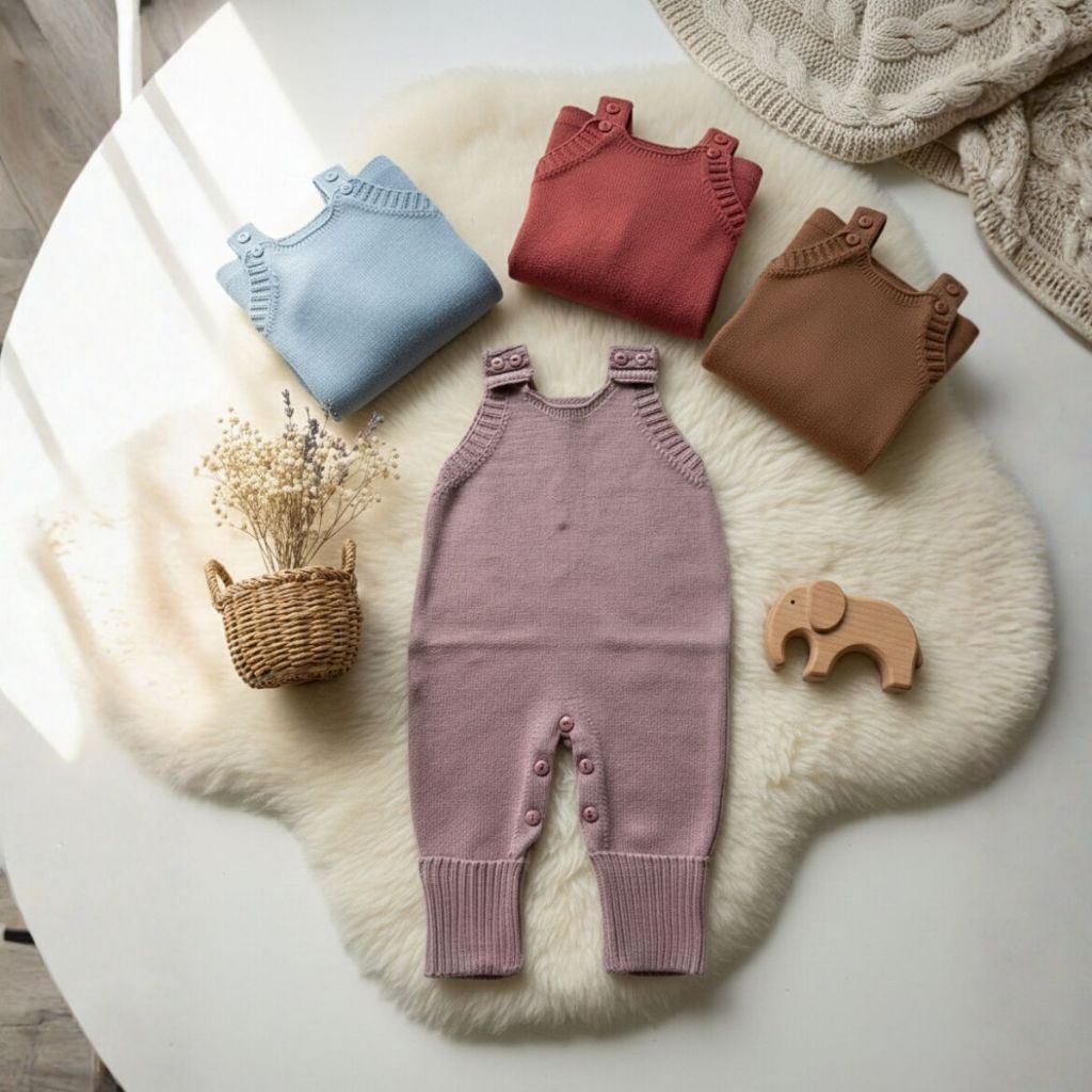 Macacão Jardineira Recem Nascido Tricot Premium Confortável Quentinho Unissex Saida Maternidade