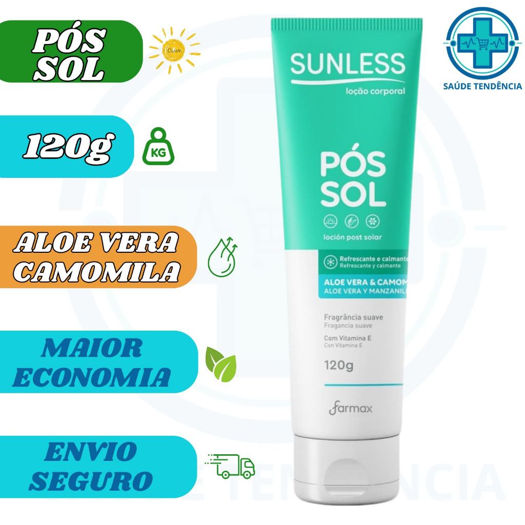 Loção Corporal Hidratante Pós-sol Aloe Vera E Camomila Alívio Sunless 120gr em Oferta na Shopee