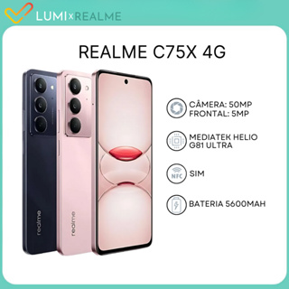 Realme C75x 4G 128GB/6GB RAM, 256GB/8GB RAM, Câmera 50MP, Processador  Mediatek Hélio G81 Ultra, Versão Global, Novo em Oferta na Shopee