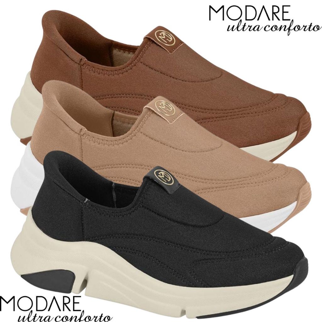 Tênis Feminino Modare Ultraconforto SlipOn Plataforma Leve Macio Casual Moderno Calce Fácil Original