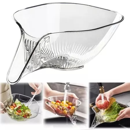 Escorredor Cesto Peneira Para Lavar Alimentos,Arroz Massas Frutas Legumes Verduras Multiuso com Bico,de Fácil Limpeza