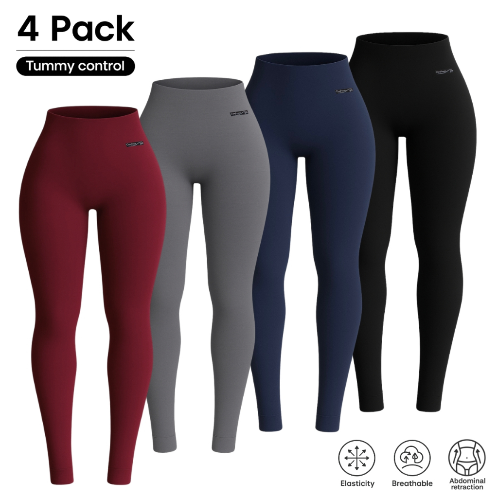 Kit 4 Calças Legging Cintura Alta e Modeladora Zero Transparência em Oferta na Shopee