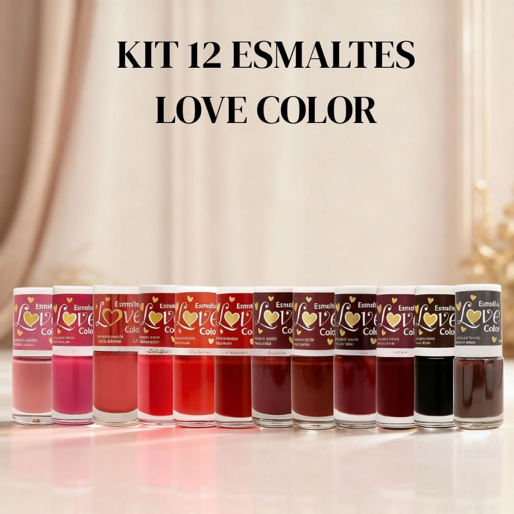 Kit 12 Esmaltes Love Color Tons Variados de Vermelho Cores da Moda Lançamento Manicure em Oferta na Shopee