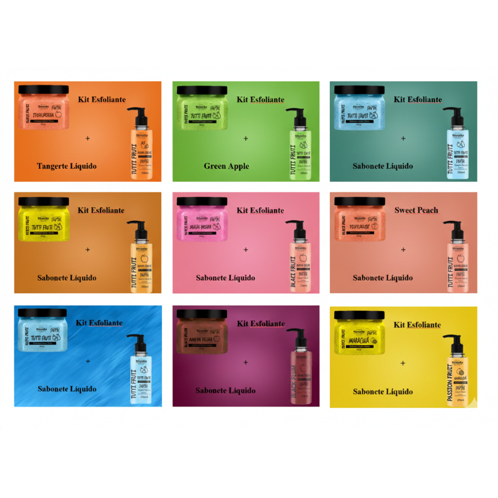 KIT COM 10 ESFOLIANTES + 10 SABONETES LIQUIDOS CORPO E ROSTO - RHENUKS em Oferta na Shopee