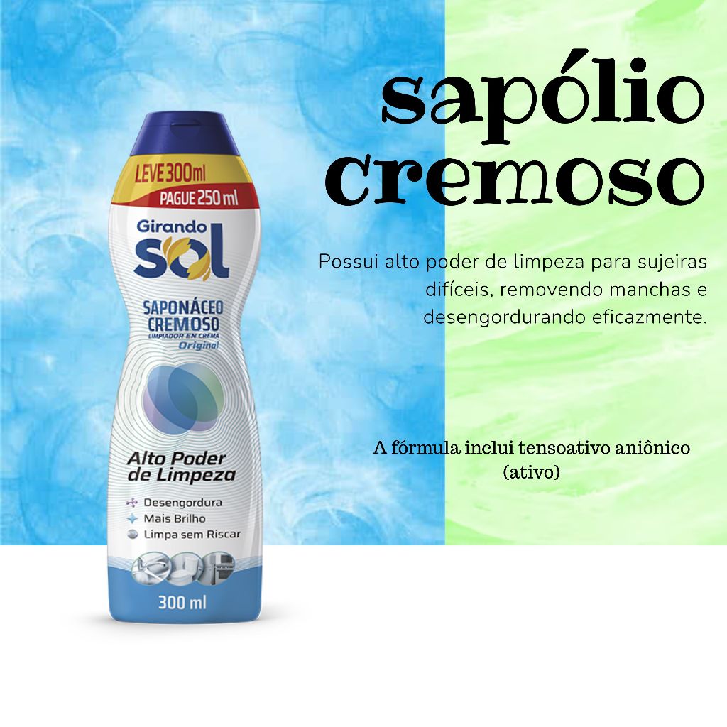 Sapólio Cremoso Tradicional 300 ml ( Unidade ou Kits de 2 e 4 )  - Girando Sol
