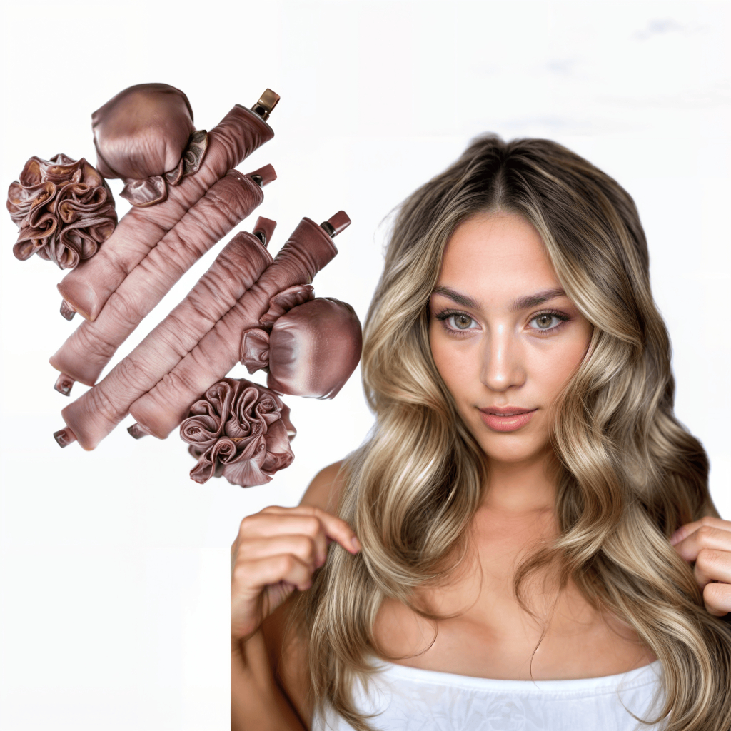 Kit Mini Modelador de Cachos Cetim Cachos sem Calor (Heatless Curl)(Ondas sem Calor) - 1,2,3 ou 4 Unidades Preto ou Rosa