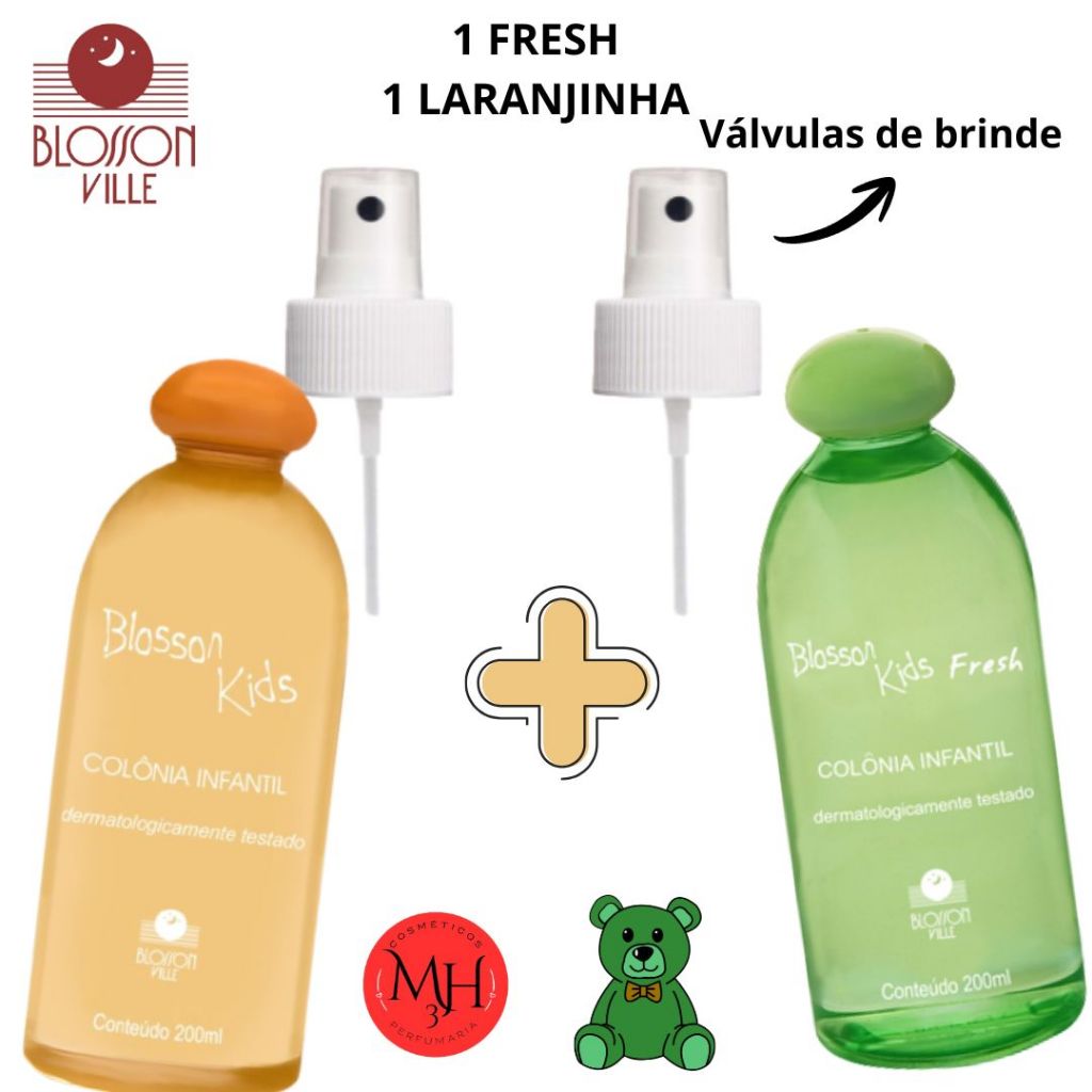 Dupla Blosson Kids Laranjinha e Kids Fresh 200ml cada com válvulas, Original Blosson Ville em Oferta na Shopee