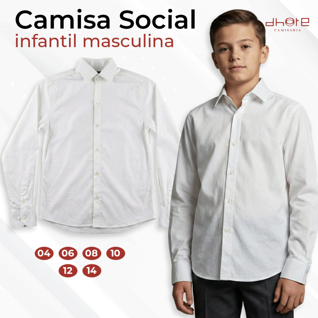 Camisa Branca Infantil Social Masculina Algodão de Botão em Oferta na Shopee
