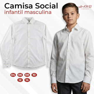 Camisa Branca Infantil Social Masculina Algodão de Botão em Oferta na Shopee