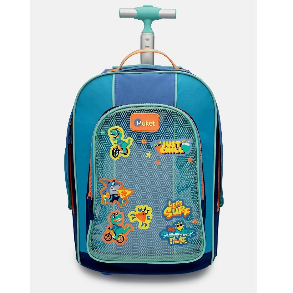 Mochila com Rodinha Escolar Menino Infantil Azul Color Block Puket em Oferta na Shopee