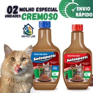 KIT 2 UNIDADES MOLHO ESPECIAL PARA RAÇÃO GATO 250G CREMOSO SALSAPETTI em Oferta na Shopee