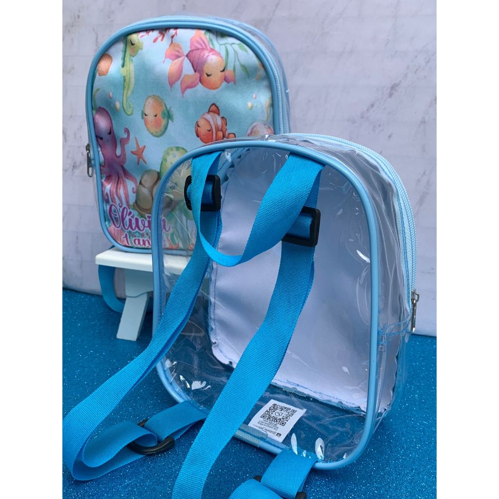 Mochilinha de Costas Fundo do mar Festa Lembrancinha Aniversário Personalizados