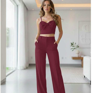 Conjunto alfaiataria social copped ten bojo Lastex nas costas calça com ziper em Oferta na Shopee
