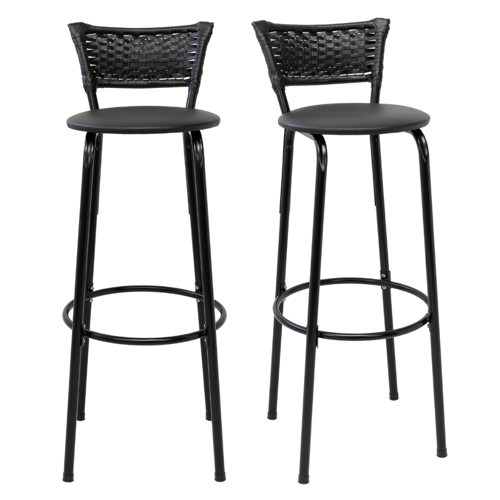 Conjunto Com 2 Cadeiras Banquetas Bancos Alto 80cm Gourmet Bistrô Americana Bancada Bar - Premium em Oferta na Shopee