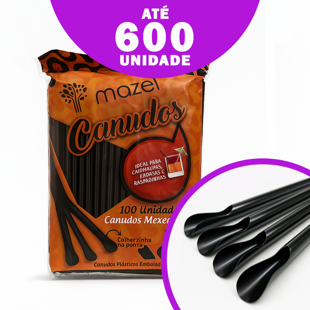 Kit Canudo Mexedor Preto Colher Drink Suco Caipirinha Canudinho Plástico Descartável Festa Bebida em Oferta na Shopee