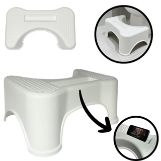 Banquinho Vaso Sanitário Com Porta Celular Apoio para os Pés Banheiro em Oferta na Shopee