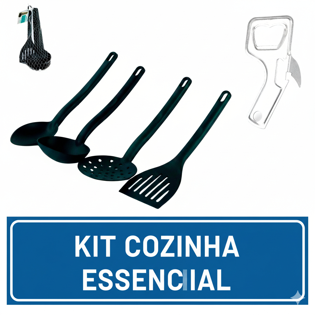 Kit Utensílios De Nylon 4 Peças E Abridor Lata E Garrafa