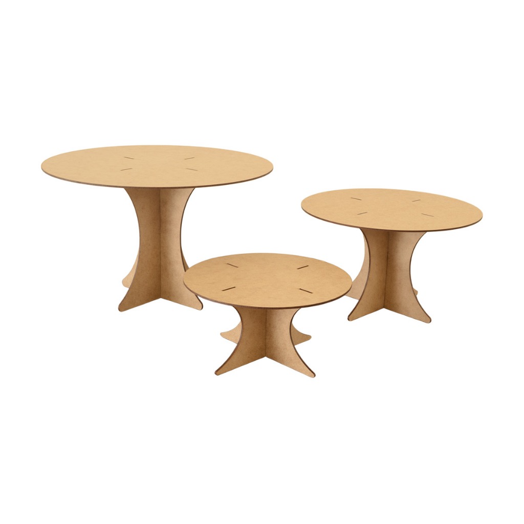Kit 3 Boleiras Redondas MDF Suporte para Bolo Doces Decoração Festa Aniversário Infantil Mesa Provençal