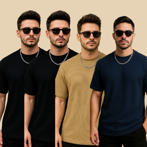 Kit 4 Camiseta Oversized Masculino Tecido Texturizado Quadradinho