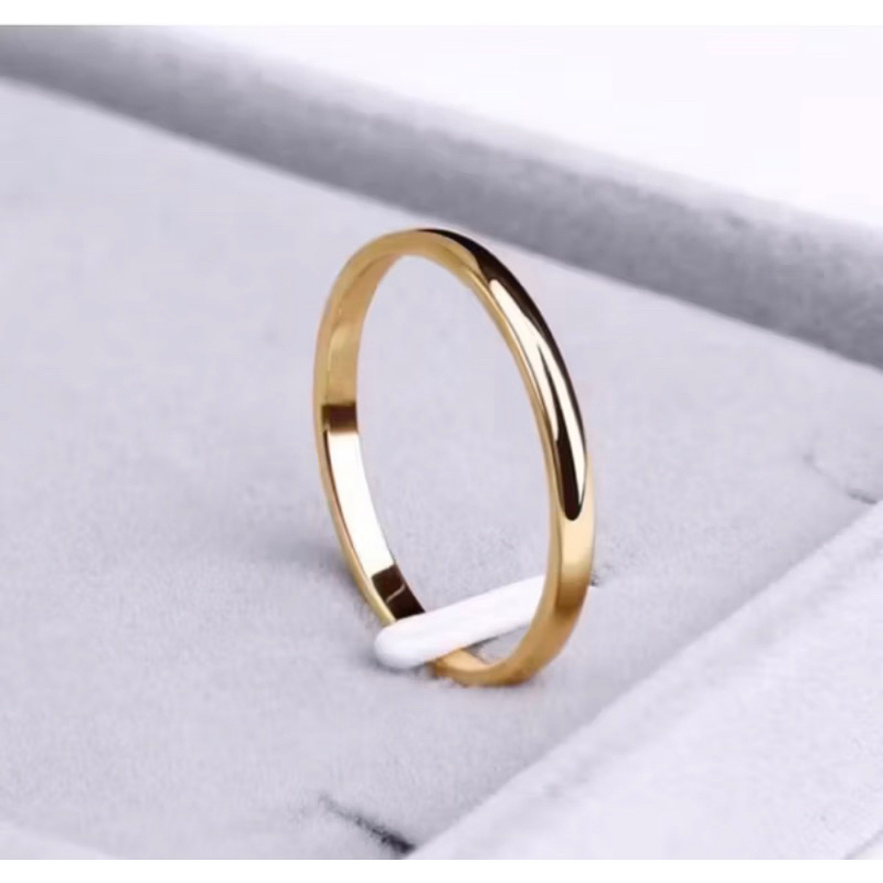 Aliança dourada fina 2 mm aço inoxidável UNIDADE em Oferta na Shopee