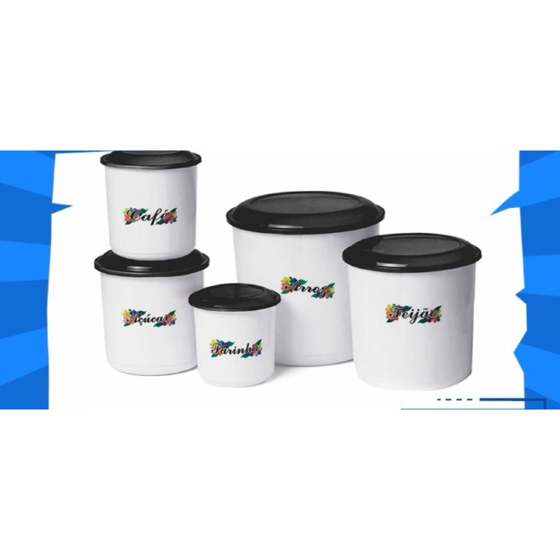 Kit potes mantimentos cozinha com 5 peças para armazenar alimentos