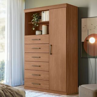 Cômoda Santos Andirá Marabá 1 Porta 6 Gavetas em Oferta na Shopee