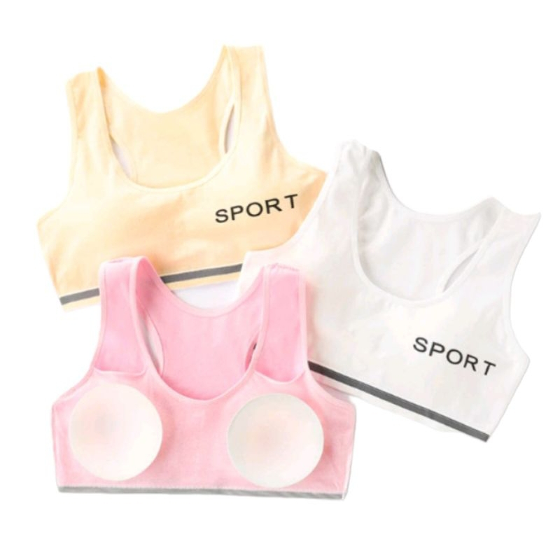 Kit 3 ou 2 Top Sutiã Juvenil com Bojo Algodão Confortável 10 a 14 Anos