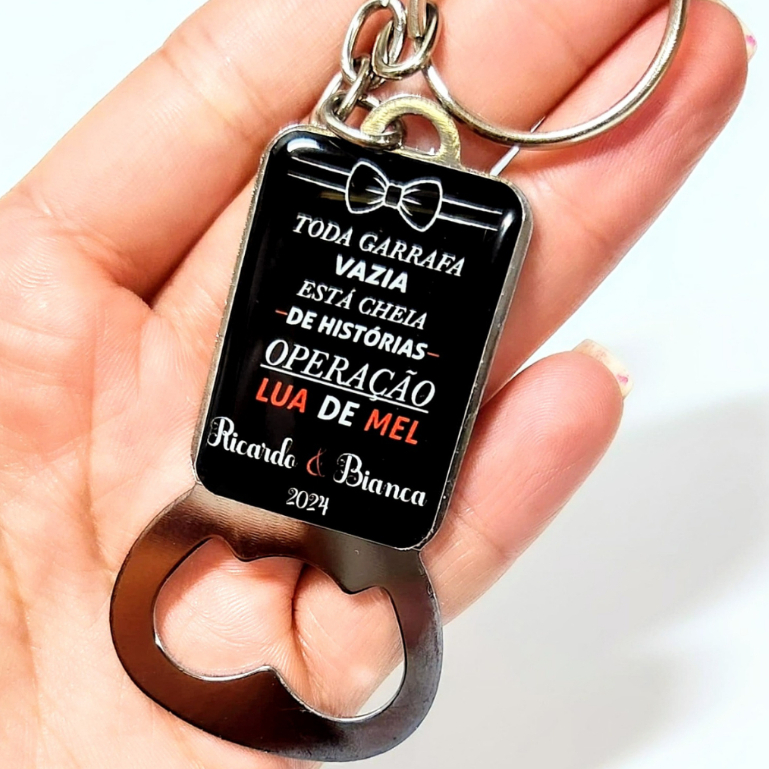Kit 40 Chaveiros Abridor de Garrafa Personalizado com Resina - Lembrancinha de Aniversário e Casamento