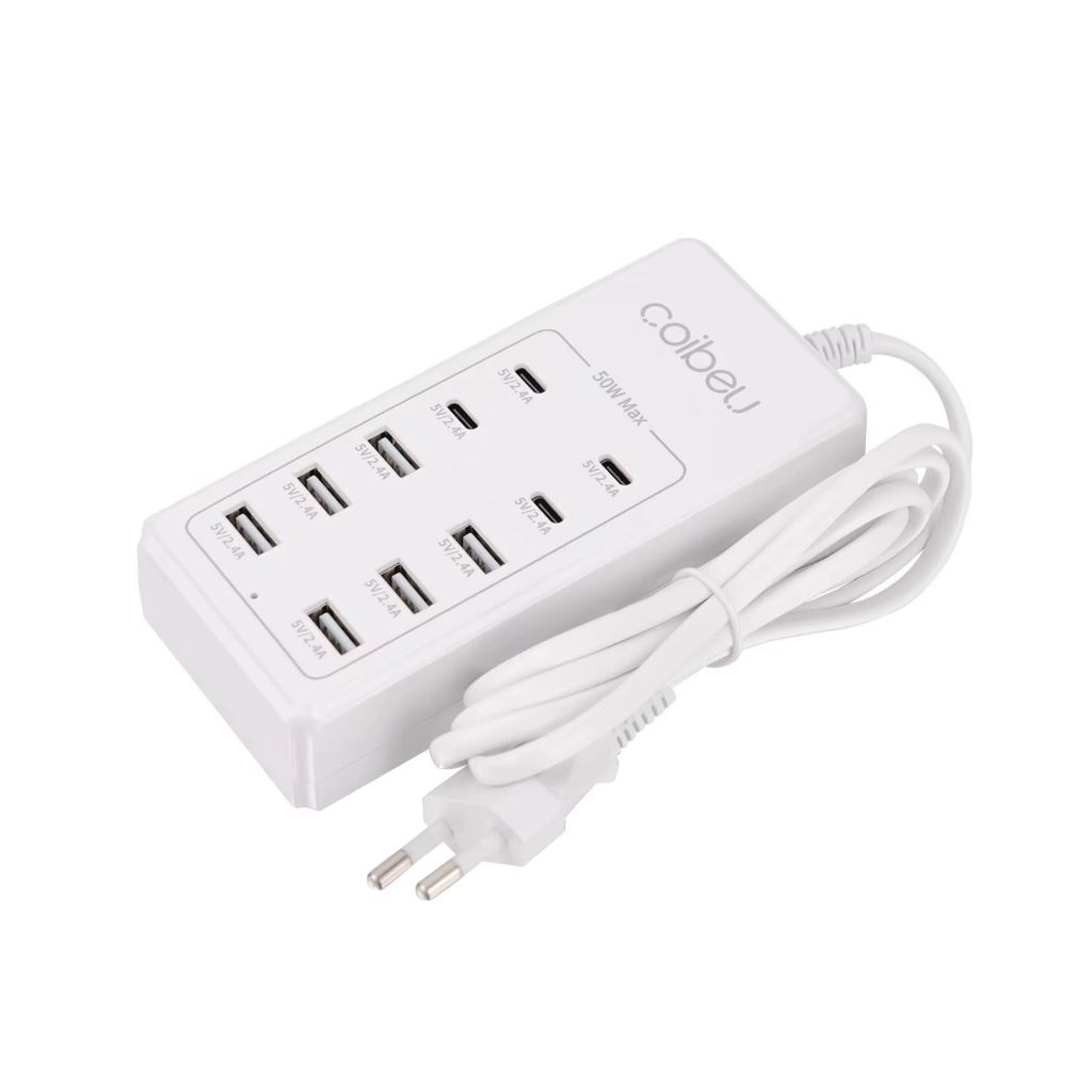 Extensão Eletrica Usb Regua 6 Usb 4 Tipo C Usb-c Bivolt 50w Cabo de 1,4 Metros Estação de Carregamento