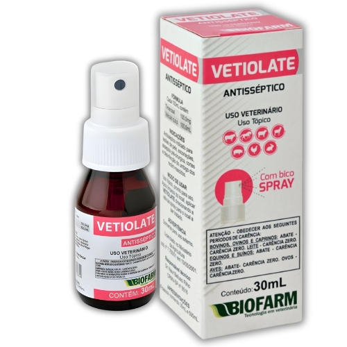Biofarm Vetiolate Antisséptico Veterinário Regenera Pele e Evita Infecções em Cães e Gatos