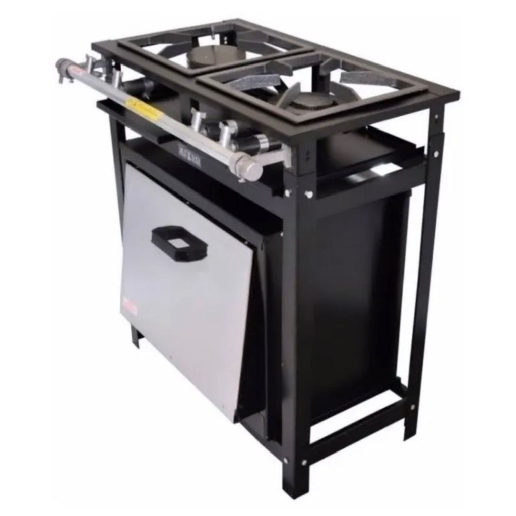 Fogão Industrial 2 Bocas Com Forno 60 Litros Cristal Aço 30x30 Baixa Pressão em Oferta na Shopee