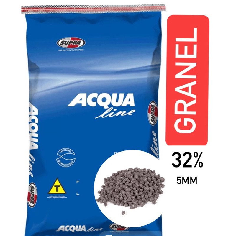 ATÉ 4KG Raçâo de Peixe 32% Supra 5mm Alevinos Crescimento Flutuante
