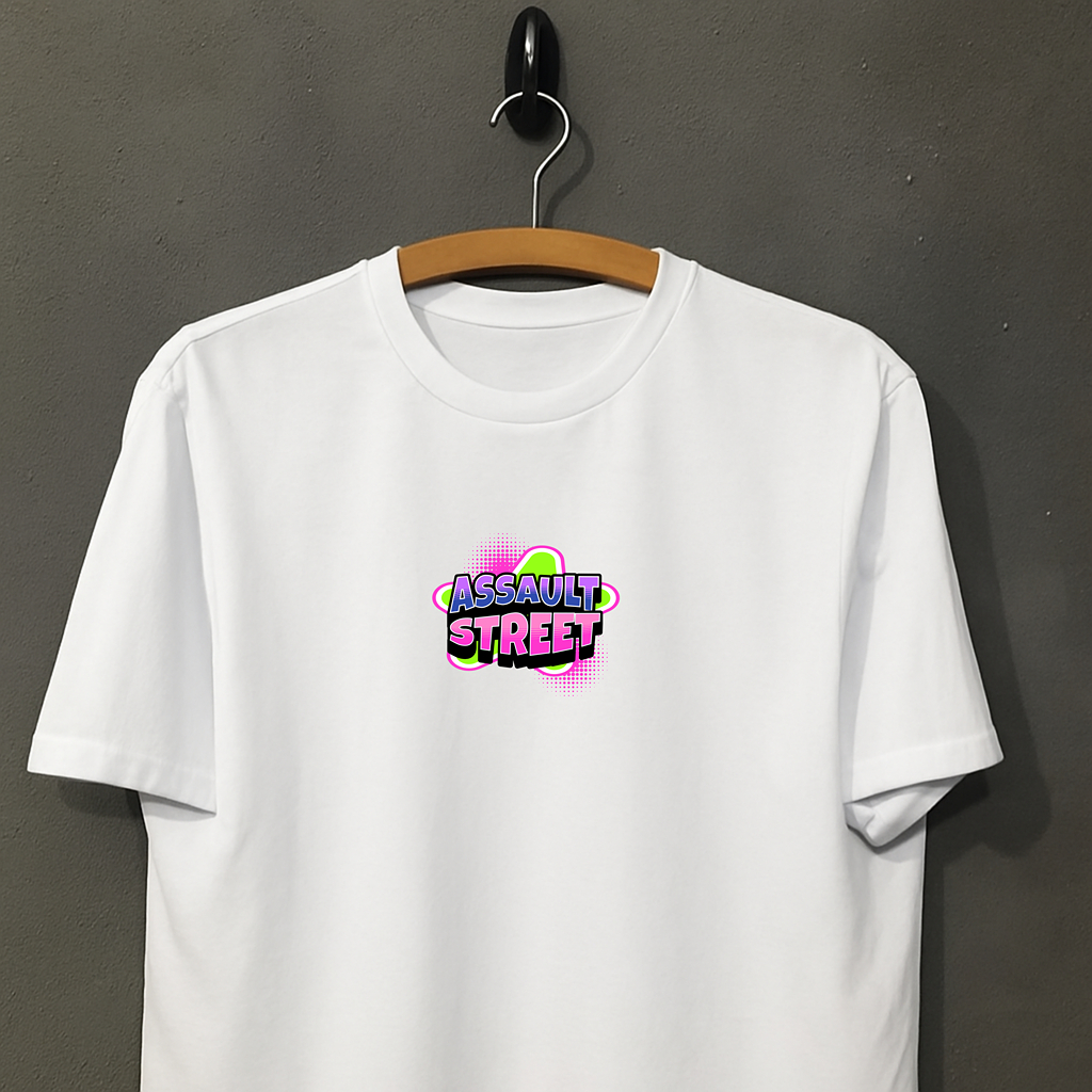 Camiseta Oversized Assalt Streetwear Estampada Moda Urbana Estilo Rua Camisa Larga Manga Curta Jovem