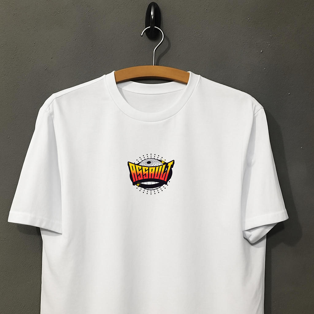 Camiseta Oversized Assalt Streetwear Estampada Moda Urbana Estilo Rua Camisa Larga Manga Curta Jovem