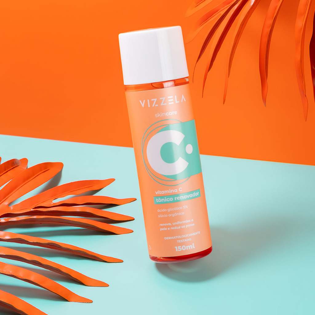 Tônico Facial Vitamina C Renovação Celular Reduz Poros Vegano Original Vizzela em Oferta na Shopee