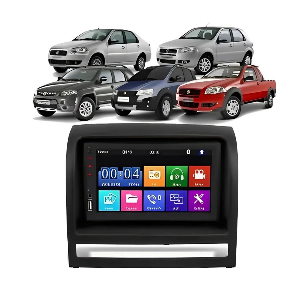 Kit Multimidia Palio Siena Strada Idea 2005 / 2011 Preta 7 Pol MP5 Radio USB SD Bt Espelhamento - 7830 First Option