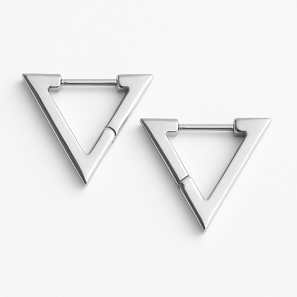 Brinco de Argola Triangular Triangulo em Aço Inoxidável Antialérgico Prata e Dourado em Oferta na Shopee