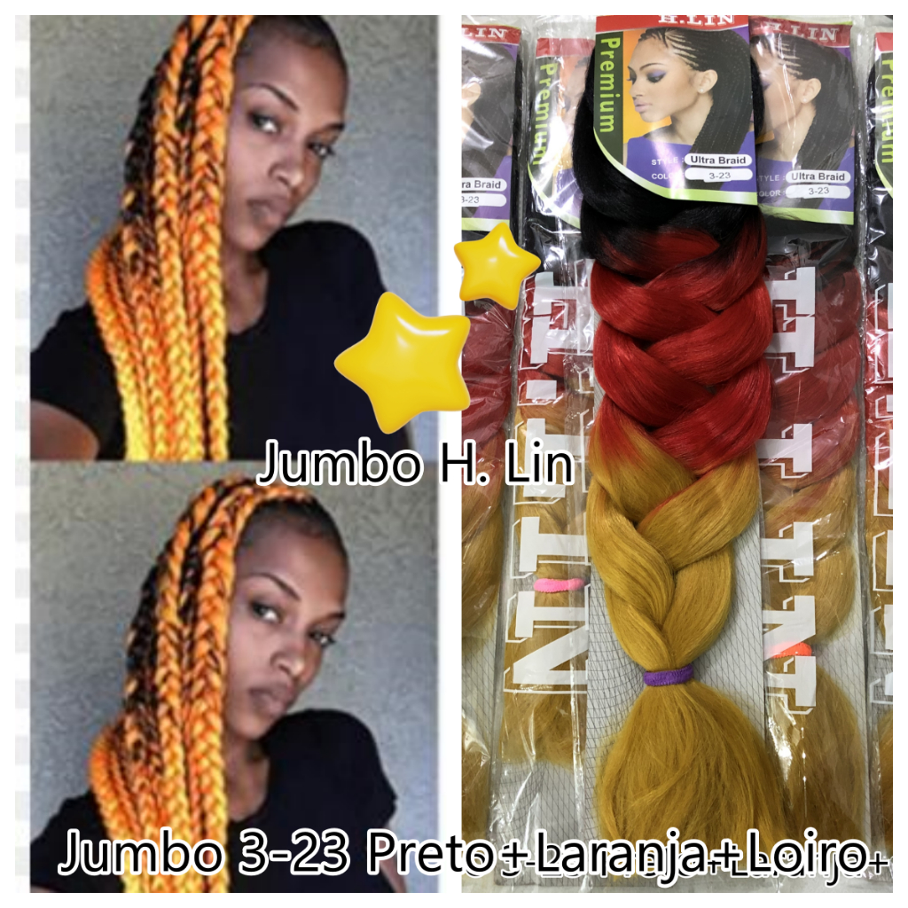 Jumbo 2-1 Kanekalon cor 3-23 preto laranja loiro Tranças Box Braid Twist Cor preto com ombre hair vermelho vinho