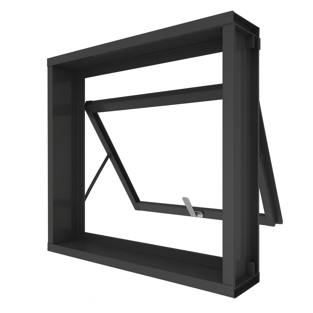 Vitrô MaxAr Janela P/ Banheiro Lavabo Área Externa 50x50 em Aço/ Sem Grade PRETO em Oferta na Shopee