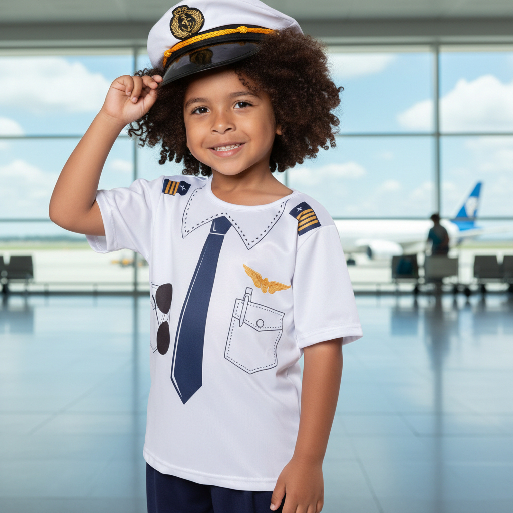 Fantasia Piloto Aviador Infantil Menino TOP GUN Profissão Tango Fantasias + BRINDE Óculos Quepe
