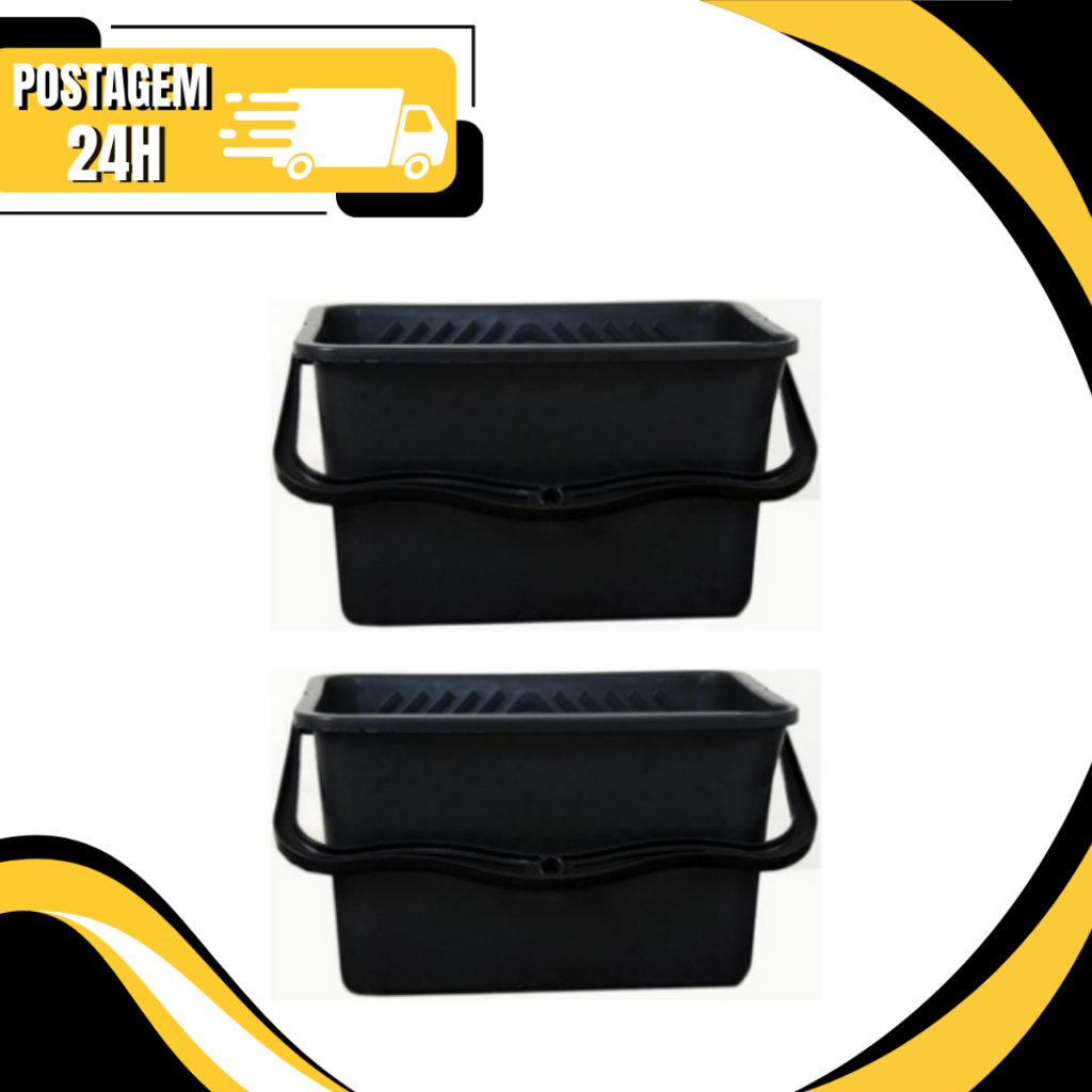 Kit 02 Balde Caçamba Para Pintura 10 Litros Preto Grande - Promoção