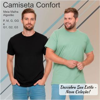 Camiseta Masculina Adulto 100% Algodão 30/1 Lisa Manga Curta Confortável Fresca em Oferta na Shopee