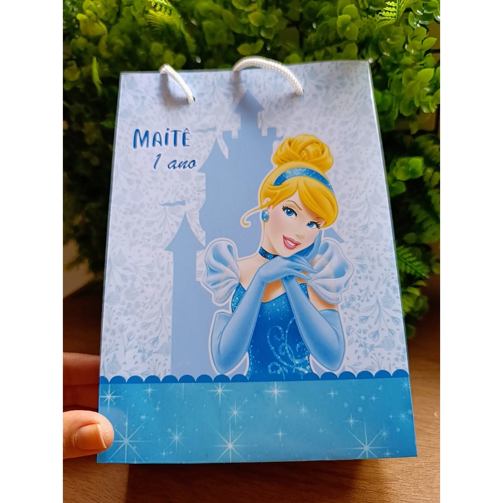 Kit Sacolinha personalizada Cinderela Tamanho M - PEGUE E MONTE Não vai colada/ lembrancinha aniversário